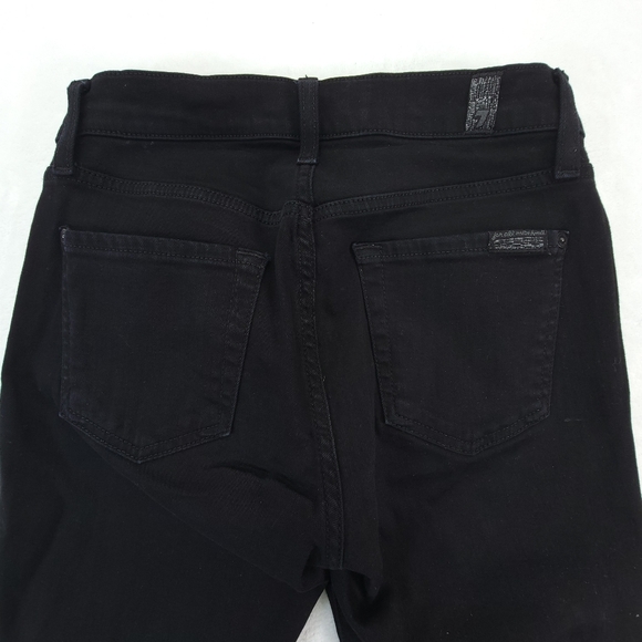 7 For All Mankind Womens Gwenevere Ankle Skinny Jeans Raw Hem Black Size 25 - Picture 3 of 10